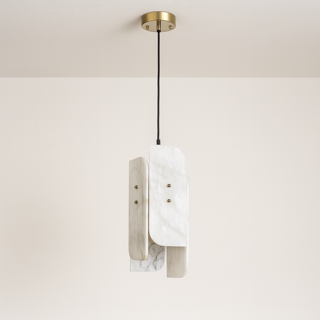 Luminária Pendente Moderna Minimalista Mármore Metal Audru