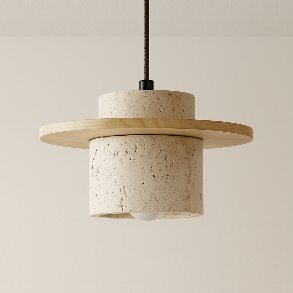 Luminária Pendente Moderna Minimalista Mármore Travertino Moruá