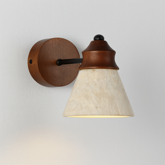 Luminária Arandela Moderna Minimalista Madeira Mármore Masaya