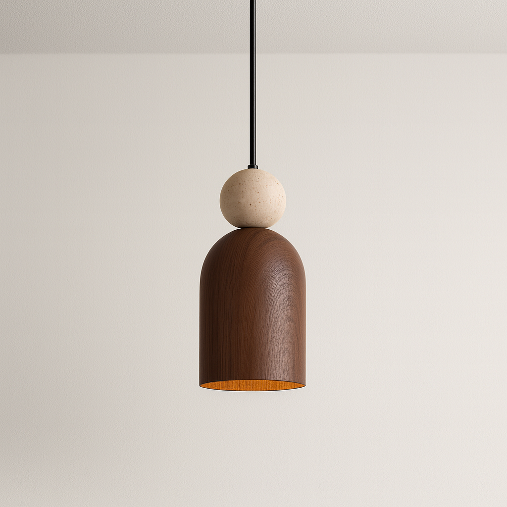 Luminária Pendente Moderna Minimalista Travertino Metal Nindirí