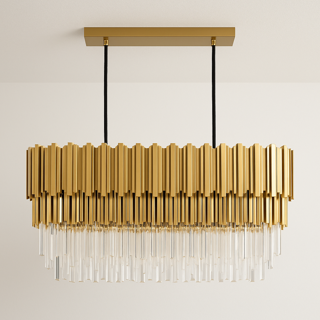 Luminária Lustre Moderna Minimalista Cristal Metal Depth