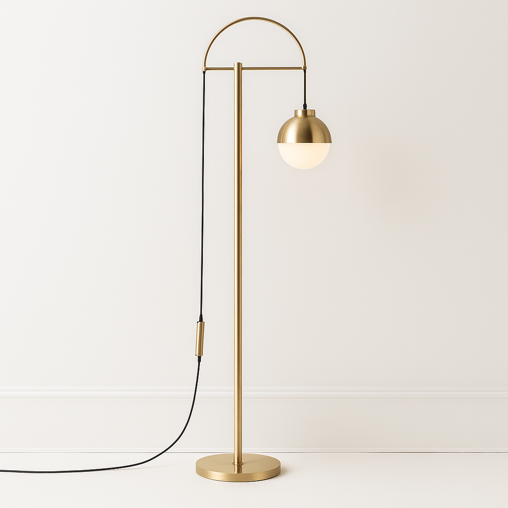 Luminária de Piso Moderna Minimalista Globo Vidro Bola Metal Angle