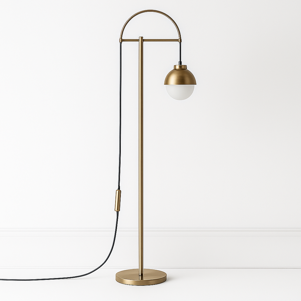 Luminária de Piso Moderna Minimalista Globo Vidro Bola Metal Angle