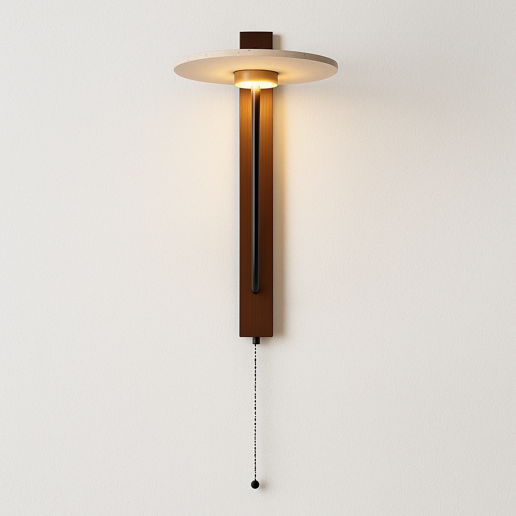 Luminária Arandela Moderna Minimalista LED Madeira Mármore Travertino Coelli
