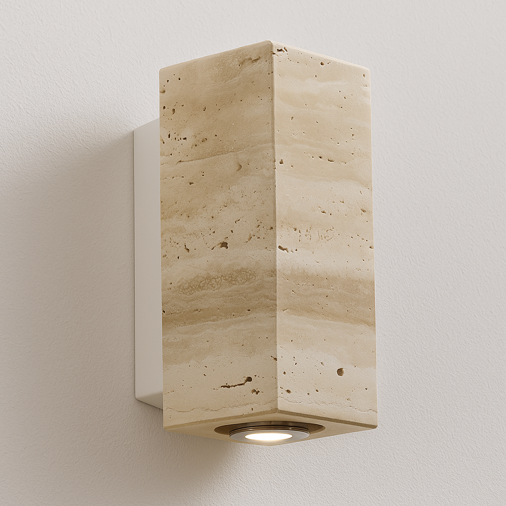 Luminária Arandela Moderna Minimalista Mármore Travertino LED Mary