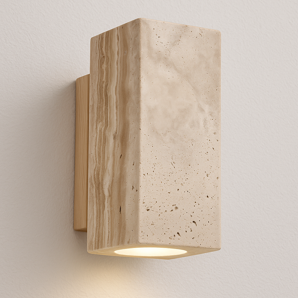 Luminária Arandela Moderna Minimalista Mármore Travertino LED Mary