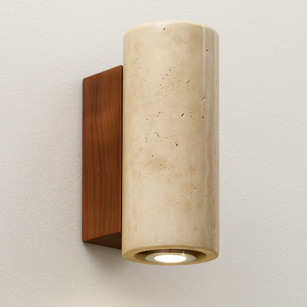 Luminária Arandela Moderna Minimalista Mármore Travertino LED Mary