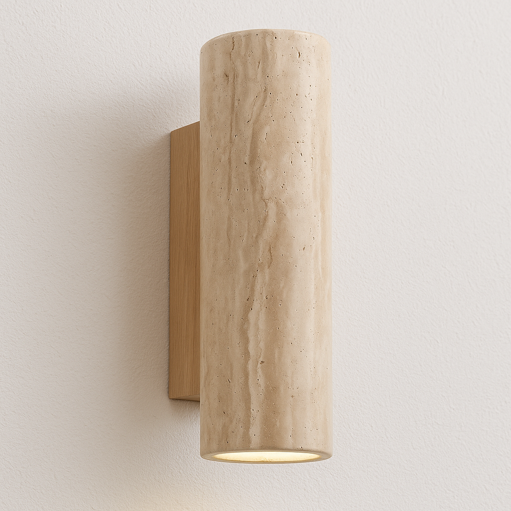 Luminária Arandela Moderna Minimalista Mármore Travertino LED Mary