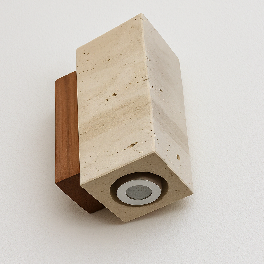 Luminária Arandela Moderna Minimalista Mármore Travertino LED Mary