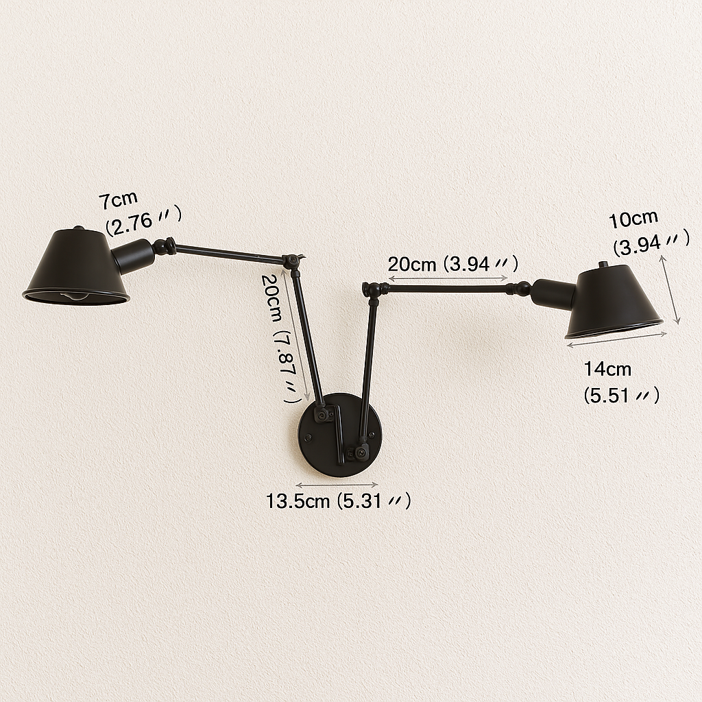 Luminária Arandela Moderna Minimalista Retrô Industrial Articulada Metal Ziri