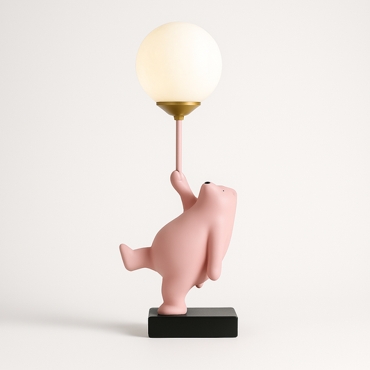Luminária de Mesa Abajur Moderna Infantil Resina Globo Bear