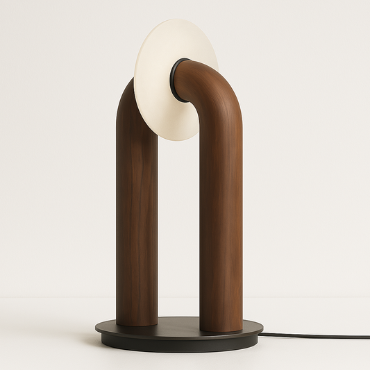 Luminária de Mesa Moderna Minimalista Rústica Madeira Orgânica Round