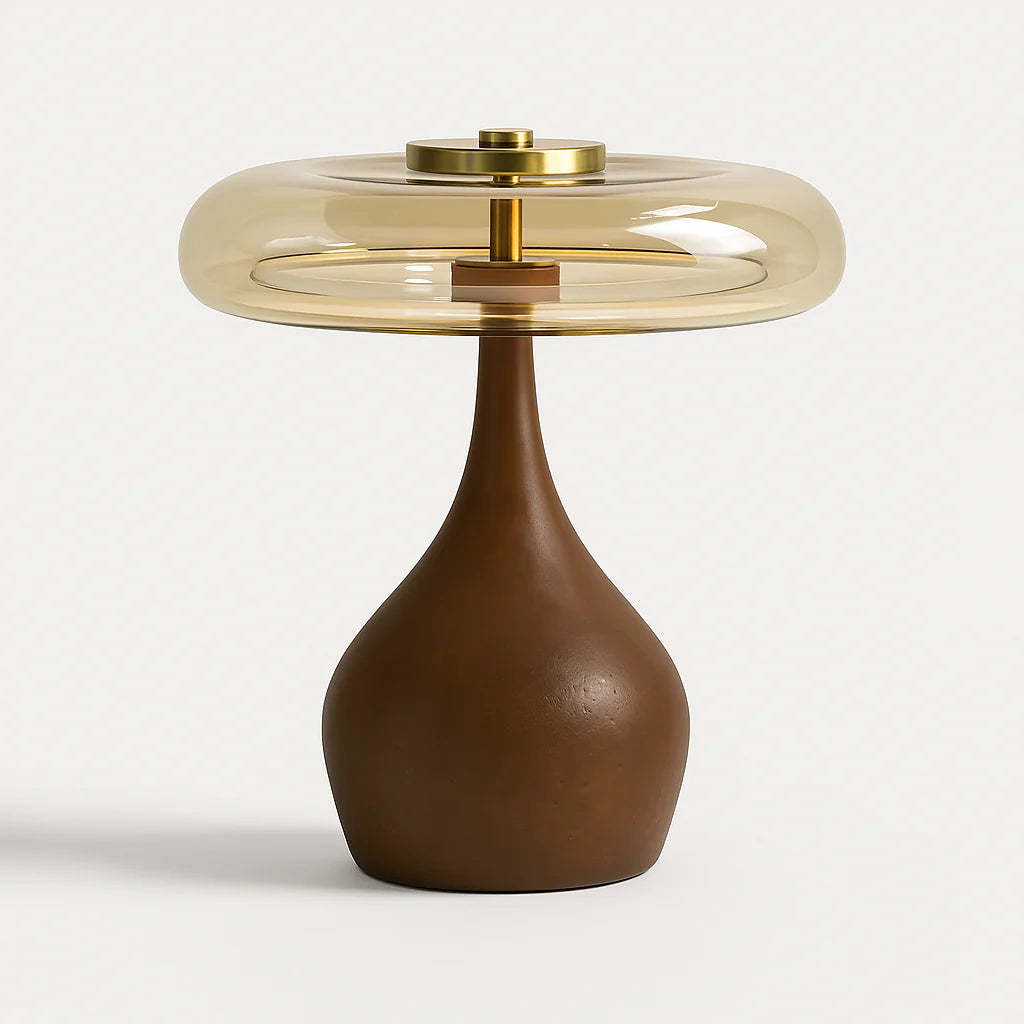 Luminária de Mesa Moderna Minimalista Metal Vidro Madeira Dorx