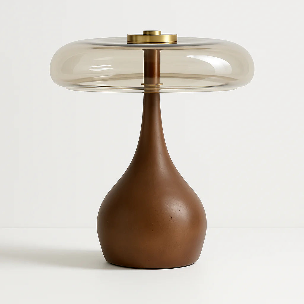 Luminária de Mesa Moderna Minimalista Metal Vidro Madeira Dorx