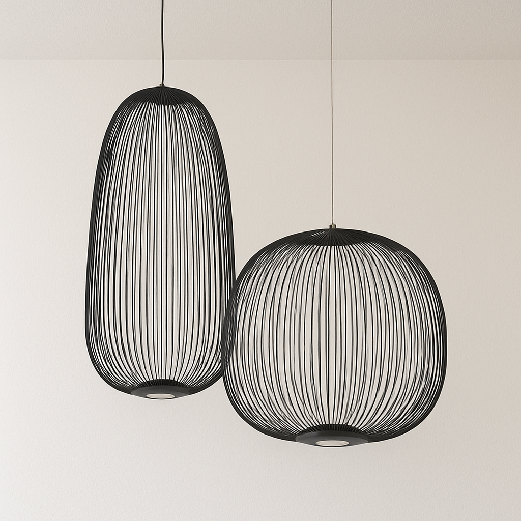 Luminária Pendente Moderna Minimalista Metal LED Preto Aral