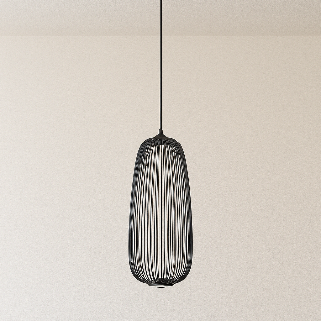 Luminária Pendente Moderna Minimalista Metal LED Preto Aral