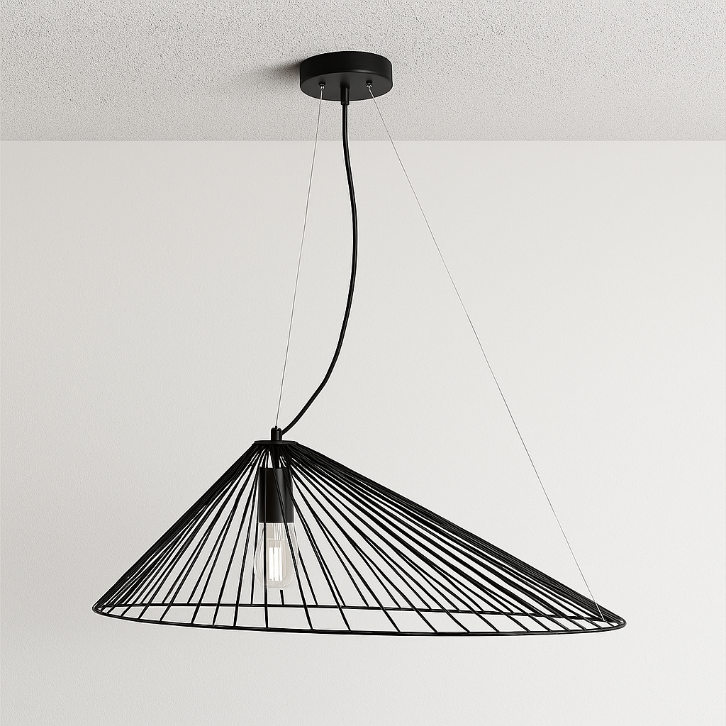 Luminária Pendente Moderna Minimalista Straw Preto