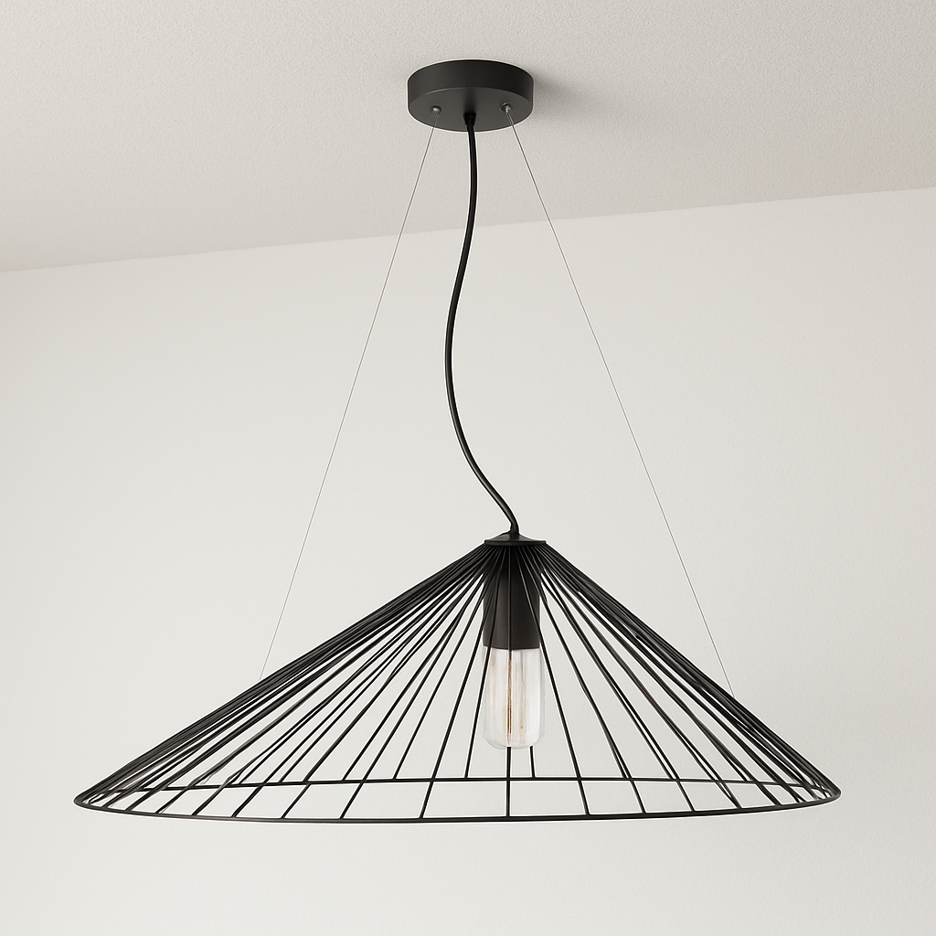 Luminária Pendente Moderna Minimalista Straw Preto