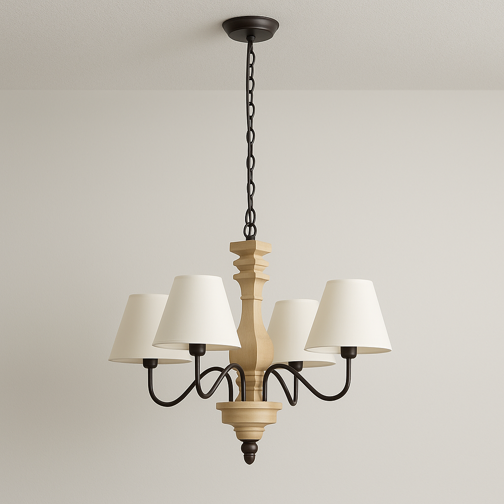 Luminária Pendente Moderna Minimalista Tecido Madeira Cojha