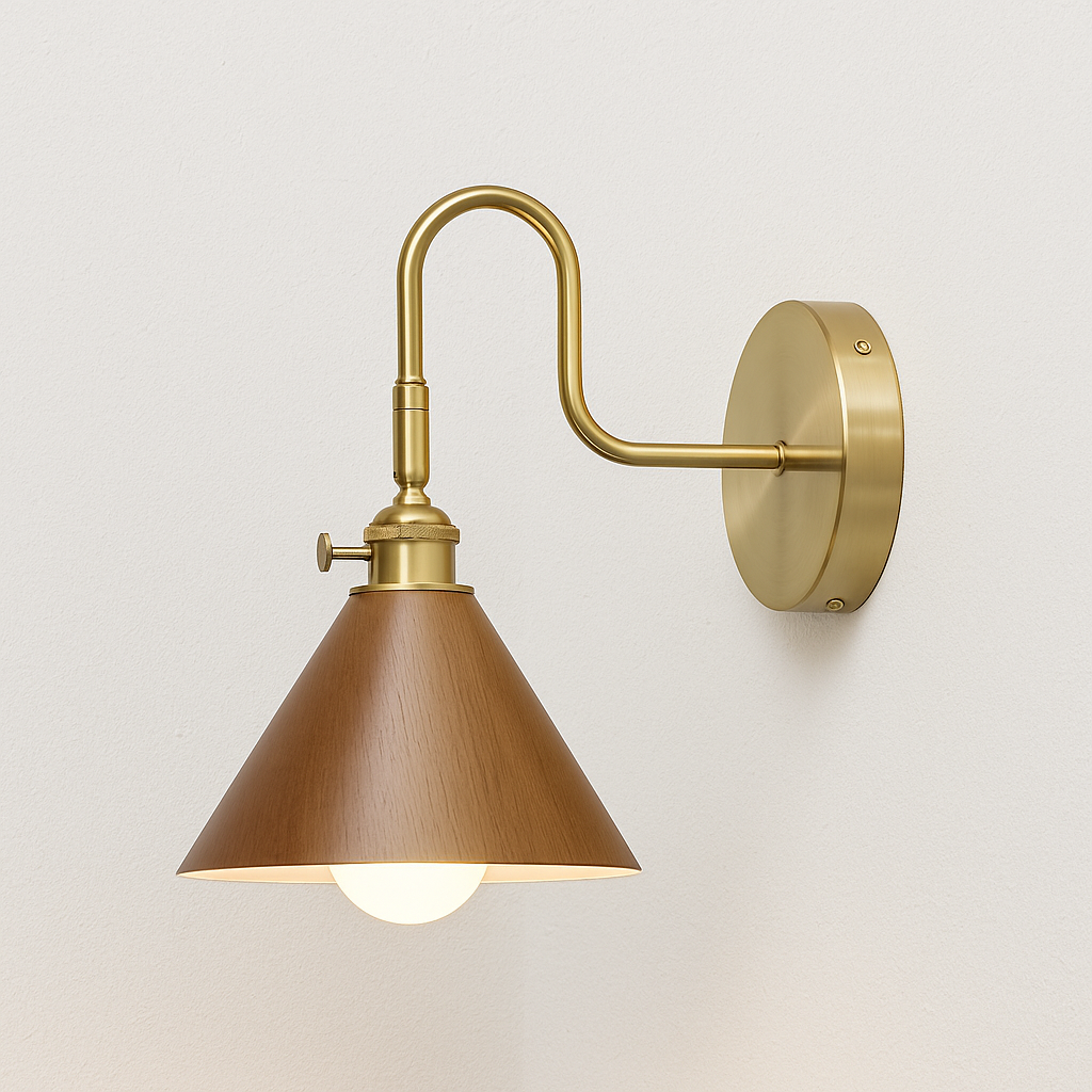Luminária Arandela Moderna Minimalista Madeira Metal Valari