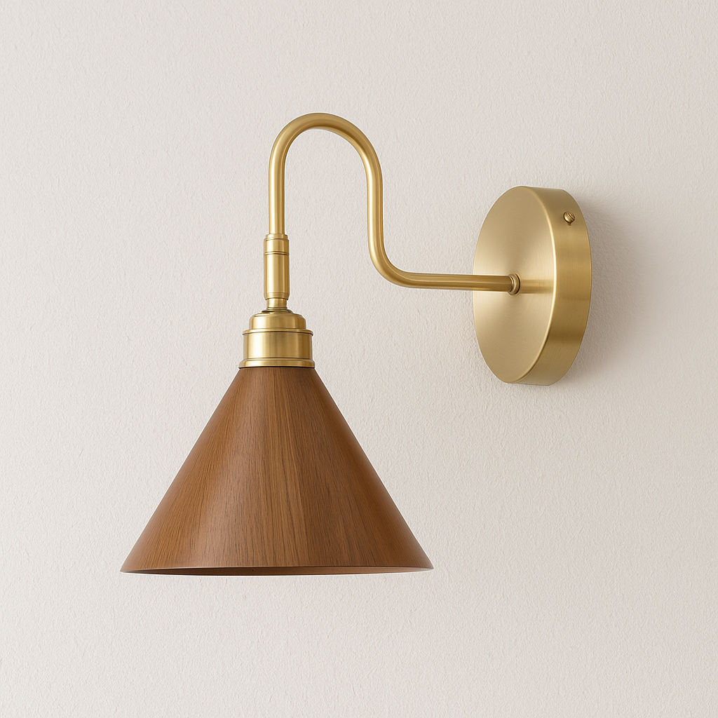 Luminária Arandela Moderna Minimalista Madeira Metal Valari