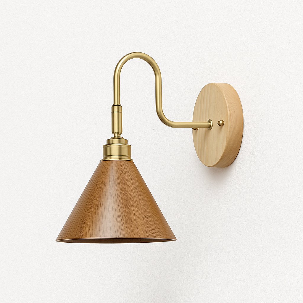 Luminária Arandela Moderna Minimalista Madeira Metal Valari
