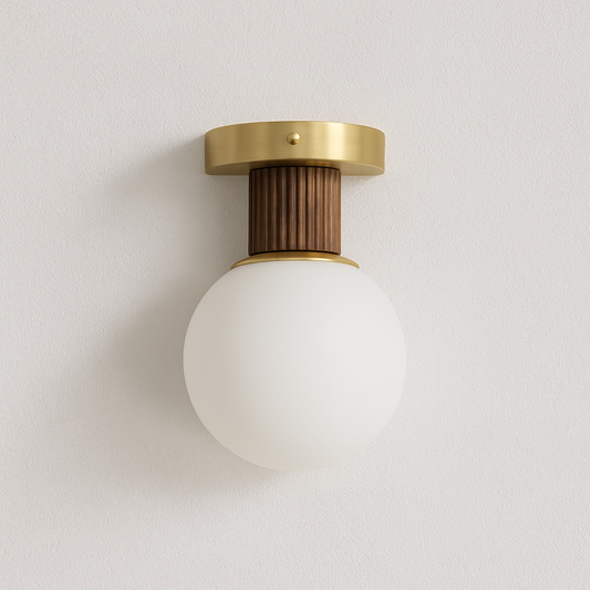 Luminária Arandela Moderna Minimalista Madeira Vidro Vizzan