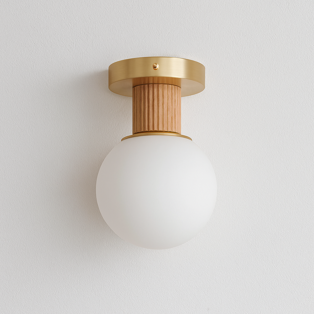 Luminária Arandela Moderna Minimalista Madeira Vidro Vizzan