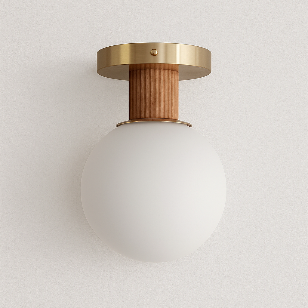 Luminária Arandela Moderna Minimalista Madeira Vidro Vizzan