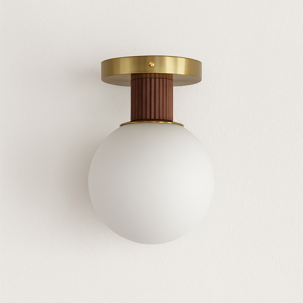 Luminária Arandela Moderna Minimalista Madeira Vidro Vizzan