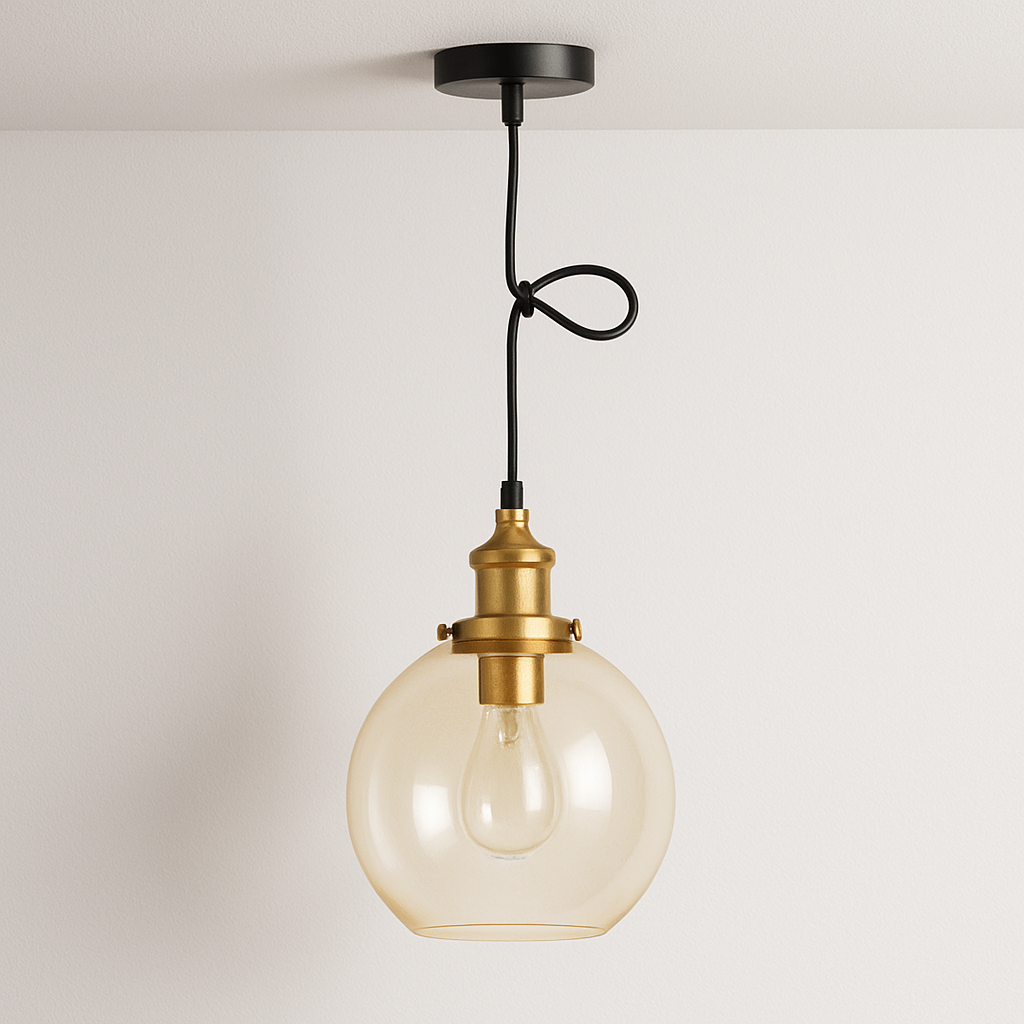 Luminária Pendente Moderno Industrial Globo Vidro Metal Vintage Loft