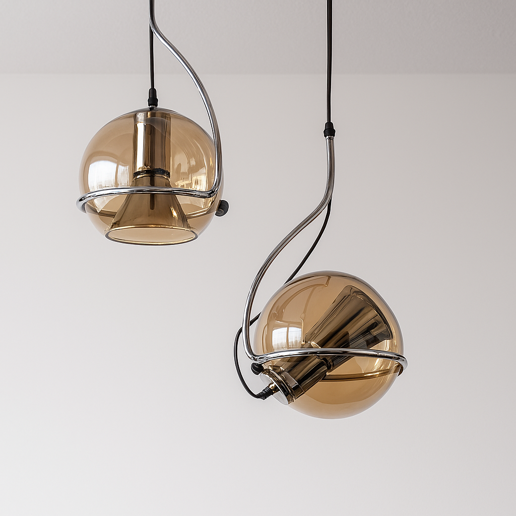 Luminária Pendente Moderno Minimalista Globo Vidro Ambar Oiren
