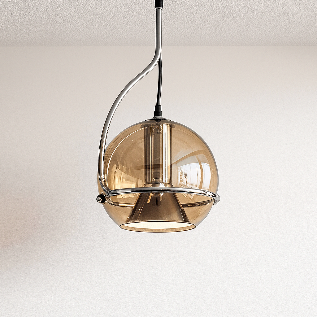 Luminária Pendente Moderno Minimalista Globo Vidro Ambar Oiren