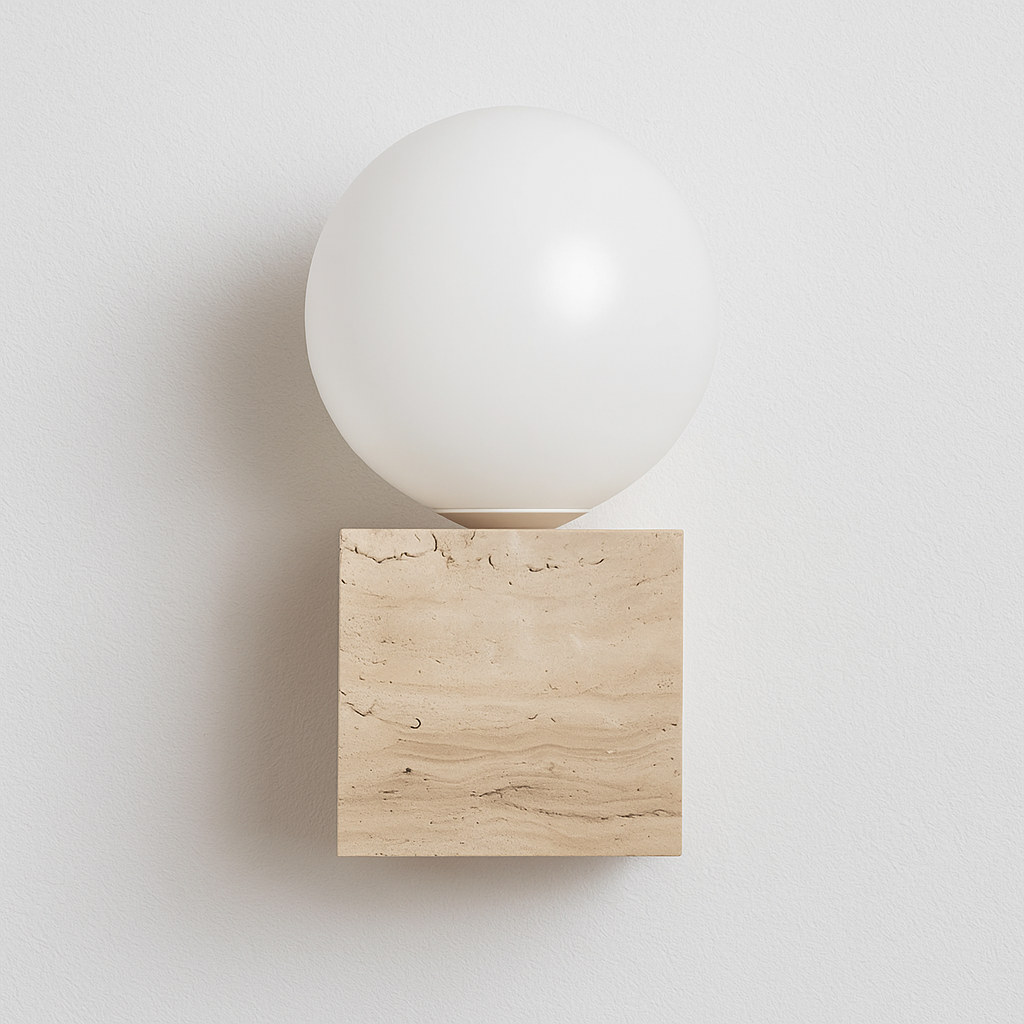 Luminária Arandela Moderna Minimalista Mármore Travertino Stellar Medieval