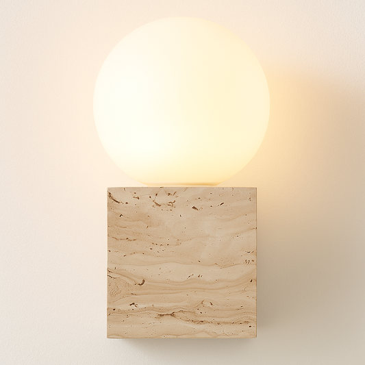 Luminária Arandela Moderna Minimalista Mármore Travertino Stellar Medieval
