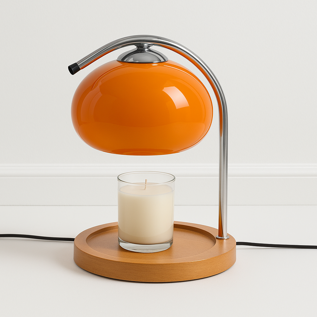 Luminária de Mesa Aquecedor Vela Moderna Minimalista Metal Vidro Madeira 220v