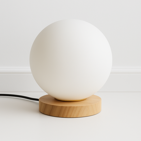 Luminária de Mesa Moderna Minimalista Madeira Globo Vidro Hue
