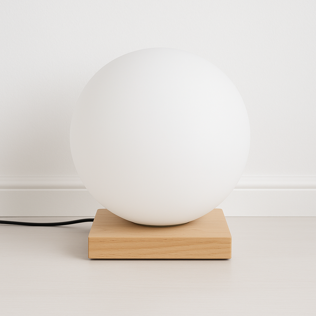Luminária de Mesa Moderna Minimalista Madeira Globo Vidro Hue