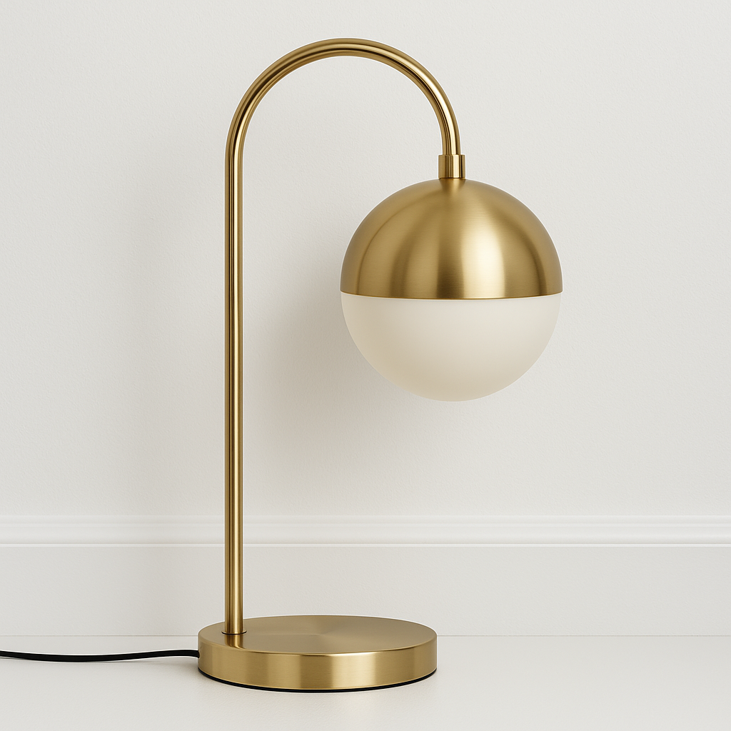Luminária de Mesa Moderna Minimalista Globo Vidro Metal Desk