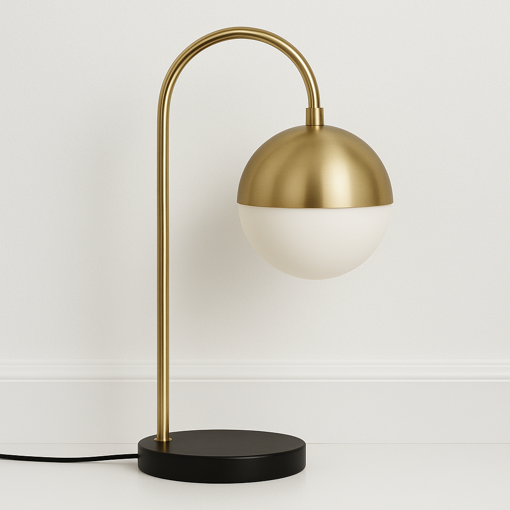Luminária de Mesa Moderna Minimalista Globo Vidro Metal Desk