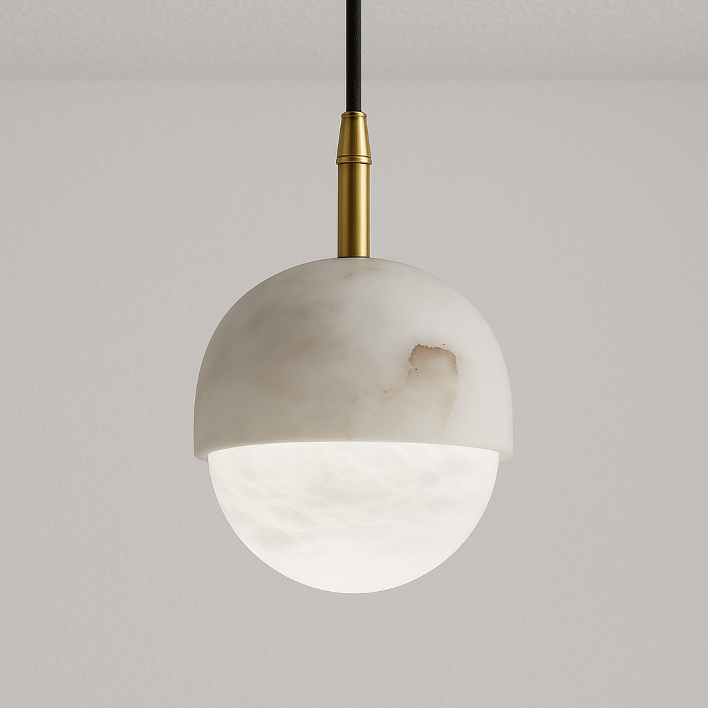 Luminária Pendente Moderna Minimalista LED Mármore Fallanza