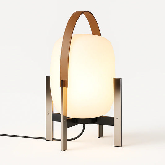 Luminária de Mesa Moderna Minimalista Metal Couro Flair