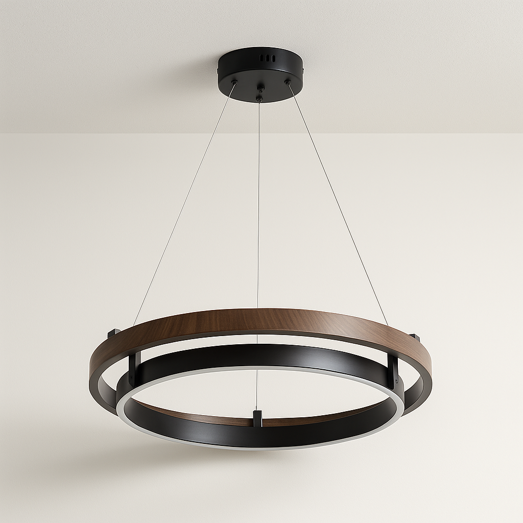 Luminária Pendente Moderna Minimalista LED Madeira Bahama