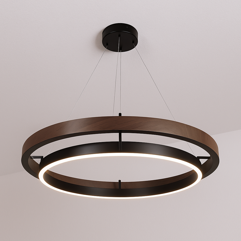 Luminária Pendente Moderna Minimalista LED Madeira Bahama