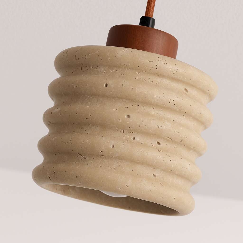 Luminária Pendente Moderna Minimalista Mármore Travertino Loggi