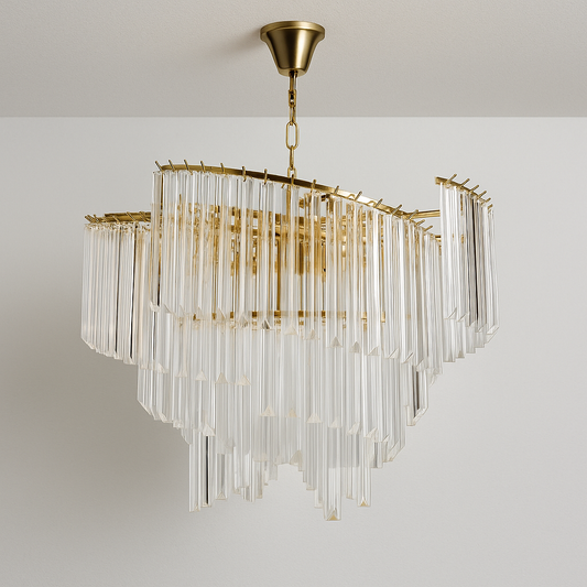 Luminária Pendente Lustre Moderno Minimalista Cristal Metal Cycle