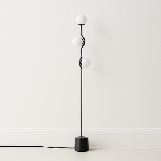 Luminária de Piso Coluna Moderna Minimalista Metal Globo Vidro Bola Bubbers