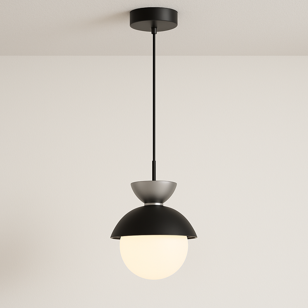 Luminária Pendente Moderna Minimalista Metal Vidro Goele Van