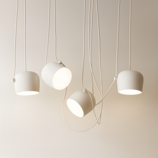 Luminária Pendente Moderna Minimalista Fantasy 4 Cúpulas Branco Ø18cm