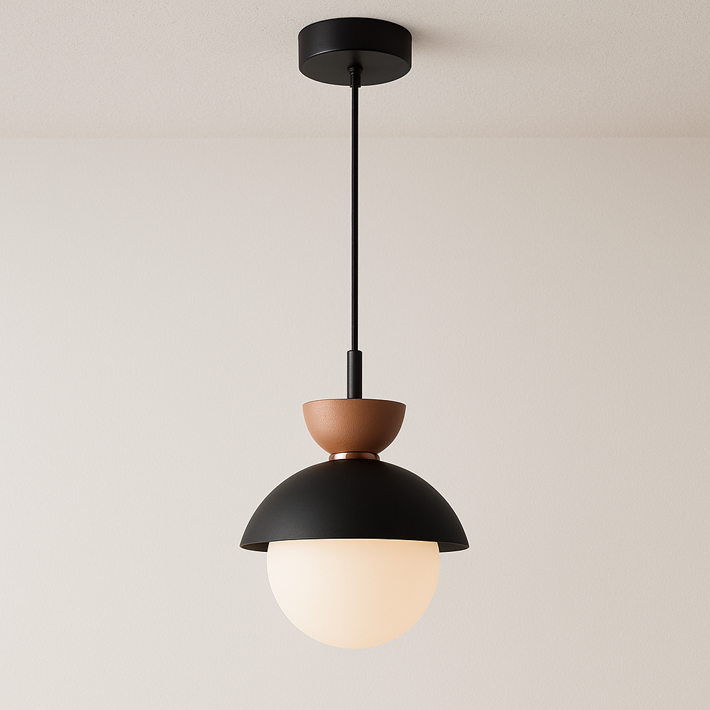 Luminária Pendente Moderna Minimalista Metal Vidro Goele Van
